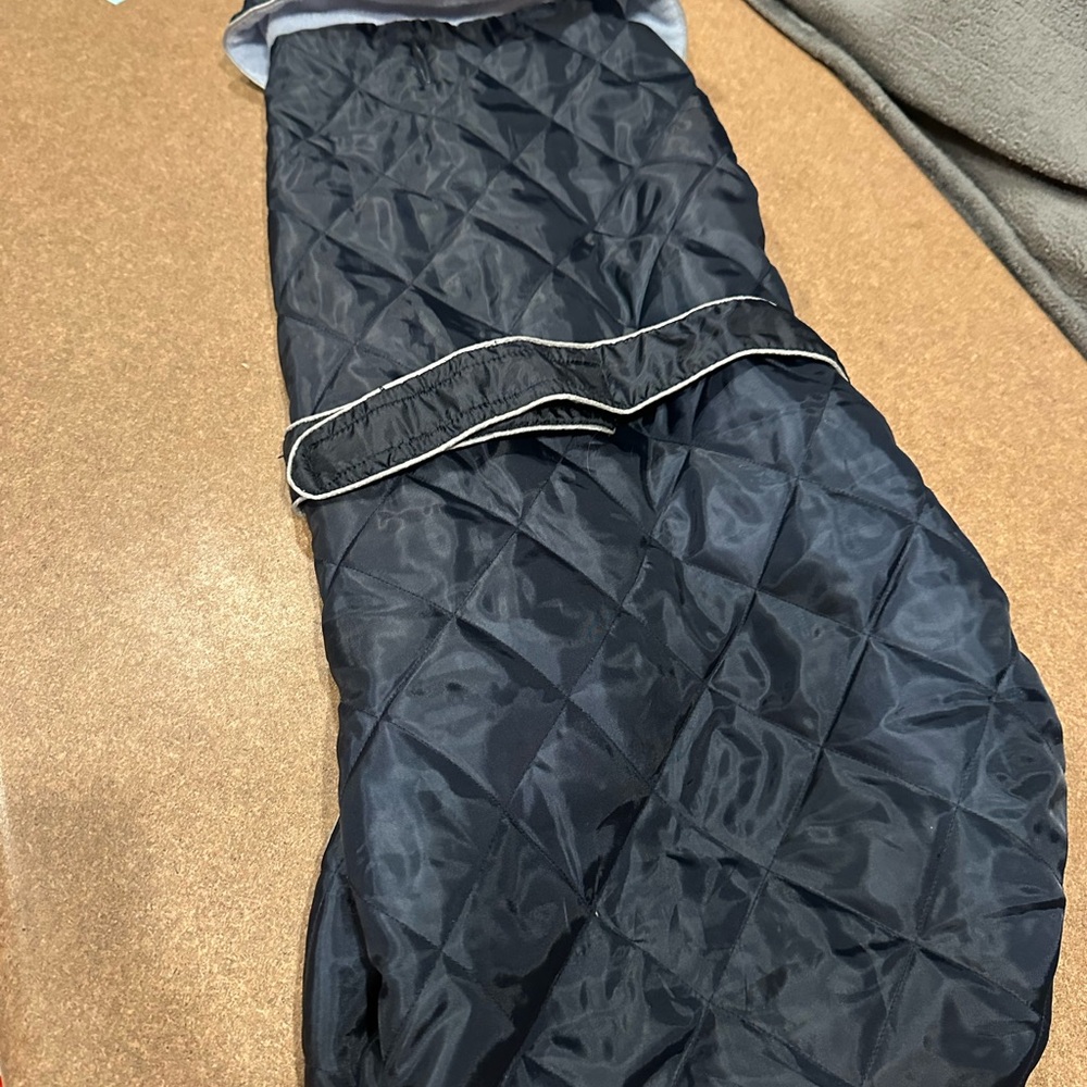 Quilted Navy Dog Coat with Contrast Piping